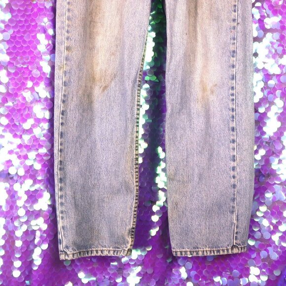 LEVIS 550 31x32 *FLAWED* Acid Wash Light Blue Denim Jeans Classic Distressed Y2K - Picture 4 of 14